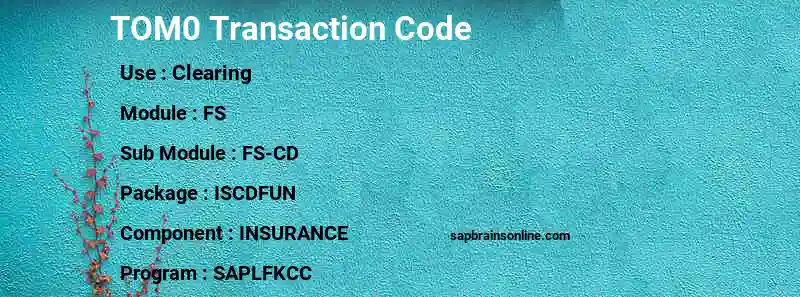 SAP TOM0 transaction code