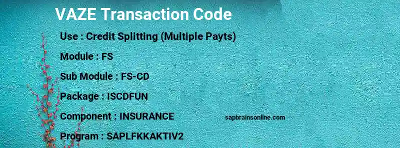 SAP VAZE transaction code