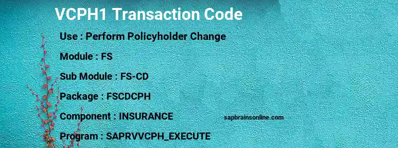 SAP VCPH1 transaction code