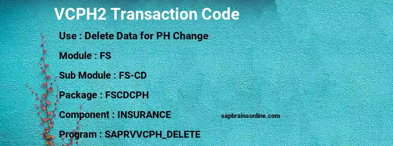 SAP VCPH2 transaction code
