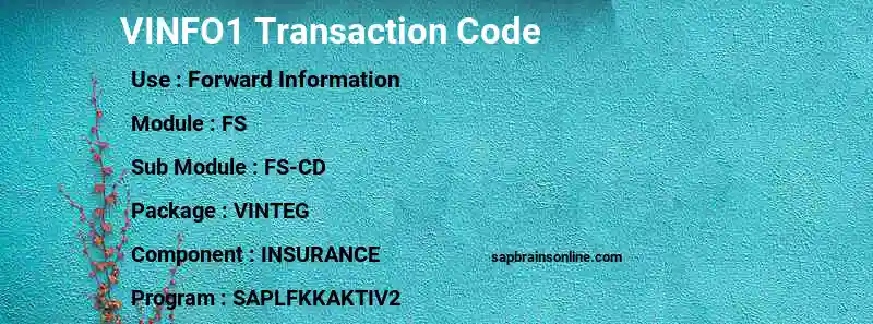 SAP VINFO1 transaction code