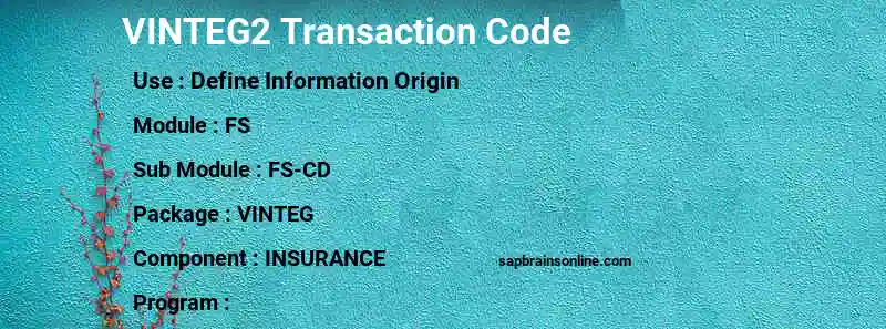 SAP VINTEG2 transaction code