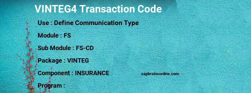 SAP VINTEG4 transaction code