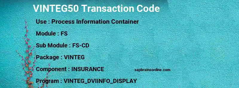 SAP VINTEG50 transaction code