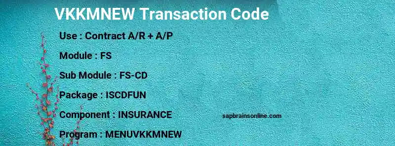 SAP VKKMNEW transaction code