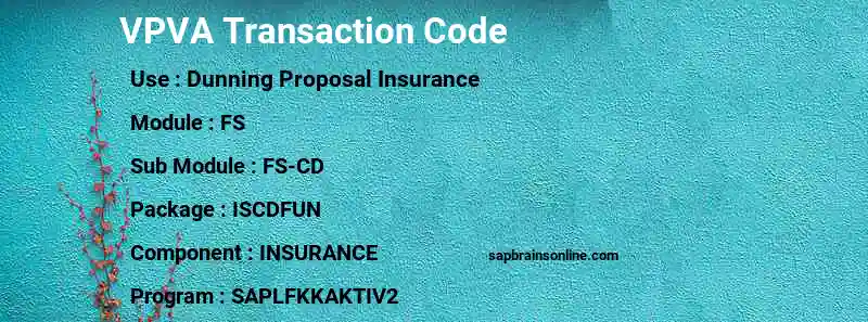 SAP VPVA transaction code