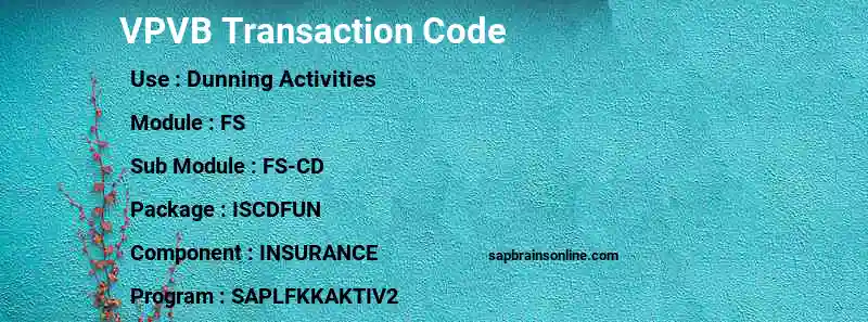 SAP VPVB transaction code