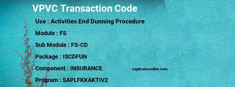 SAP VPVC transaction code