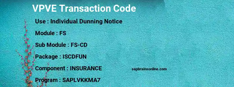 SAP VPVE transaction code