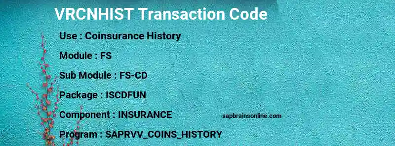 SAP VRCNHIST transaction code