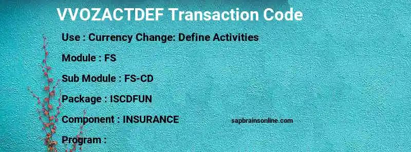 SAP VVOZACTDEF transaction code