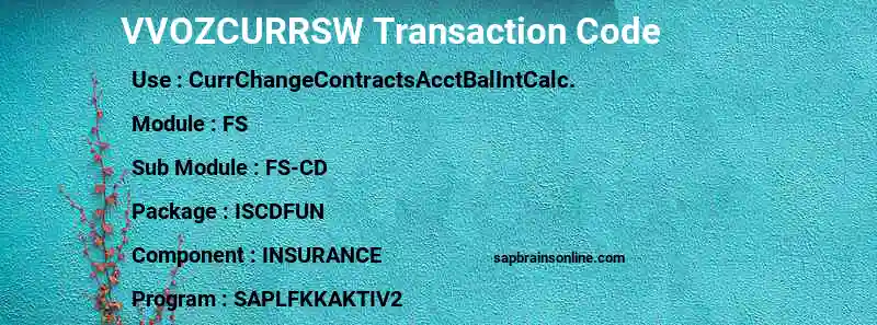 SAP VVOZCURRSW transaction code