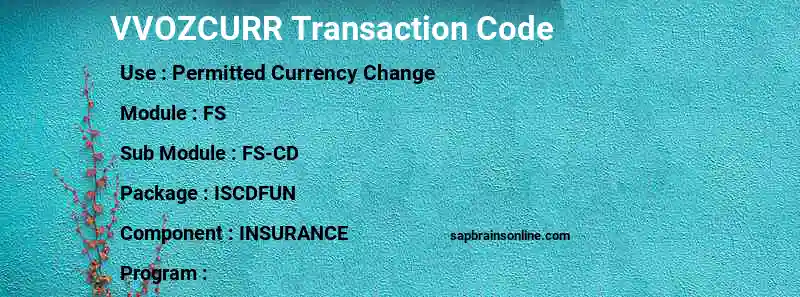 SAP VVOZCURR transaction code
