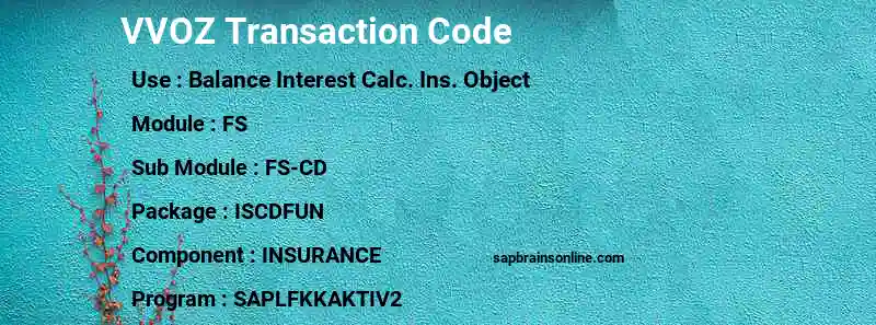 SAP VVOZ transaction code