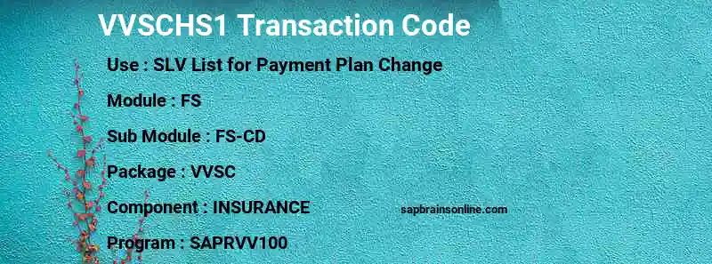 SAP VVSCHS1 transaction code