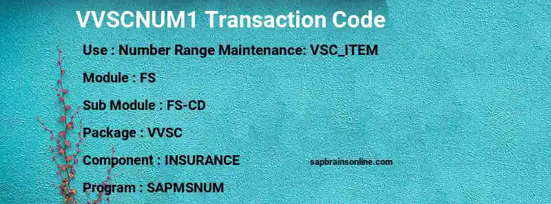 SAP VVSCNUM1 transaction code