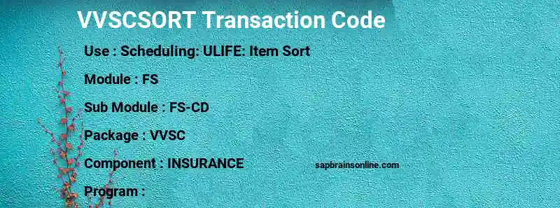 SAP VVSCSORT transaction code