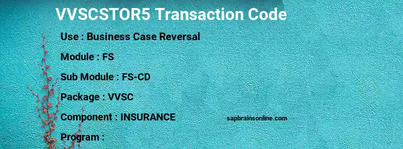 SAP VVSCSTOR5 transaction code