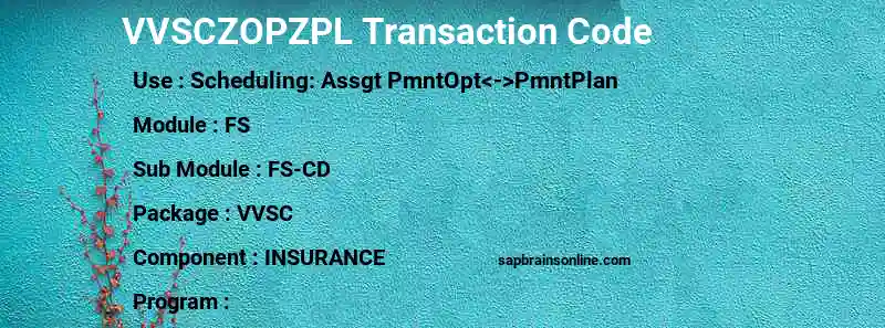 SAP VVSCZOPZPL transaction code