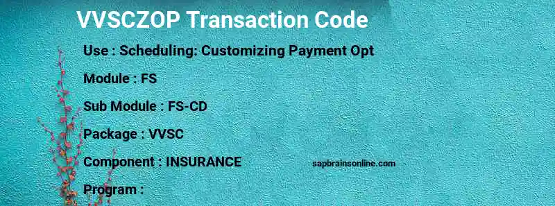 SAP VVSCZOP transaction code
