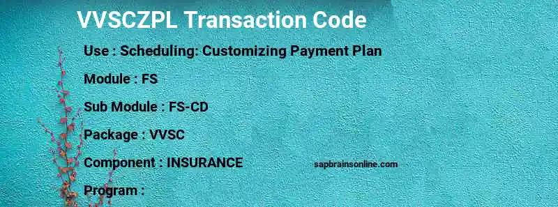 SAP VVSCZPL transaction code