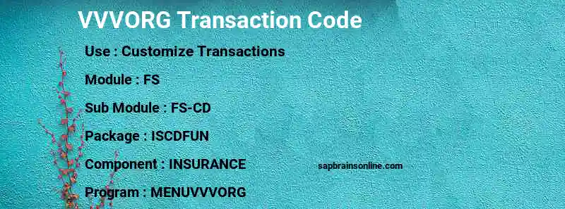 SAP VVVORG transaction code