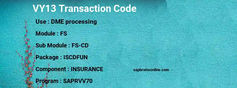 SAP VY13 transaction code