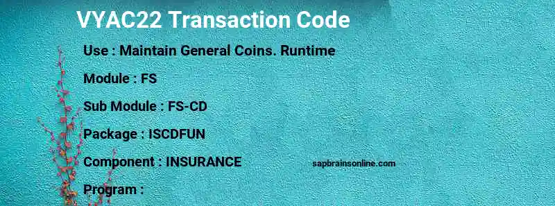 SAP VYAC22 transaction code