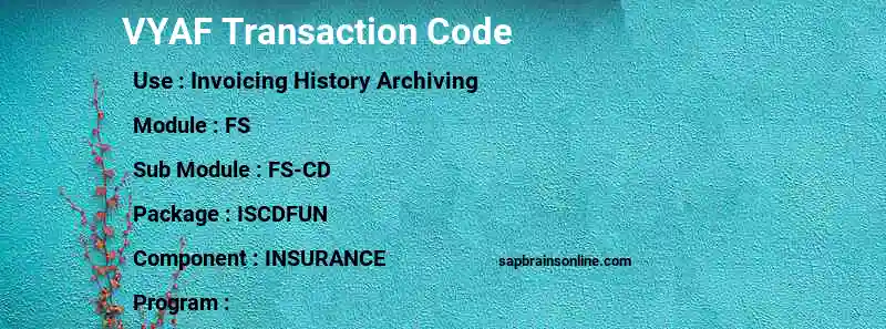 SAP VYAF transaction code