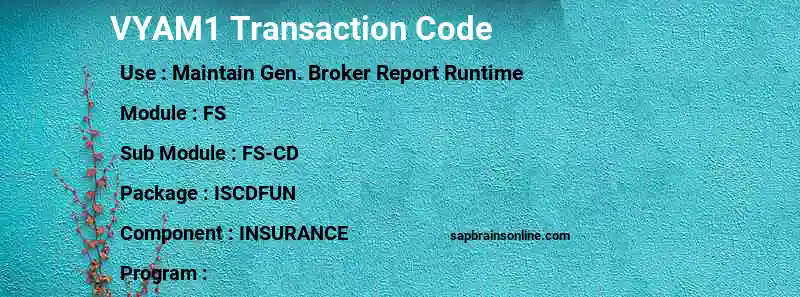 SAP VYAM1 transaction code