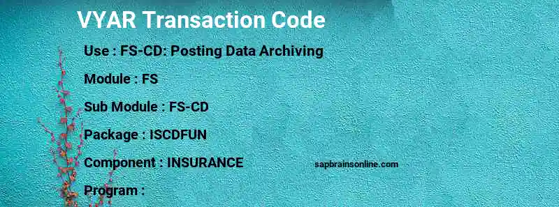 SAP VYAR transaction code