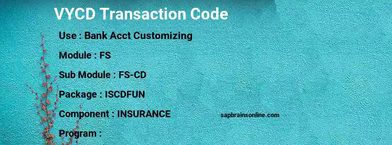 SAP VYCD transaction code