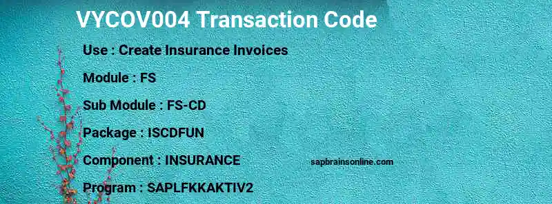 SAP VYCOV004 transaction code