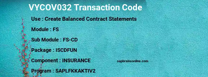 SAP VYCOV032 transaction code