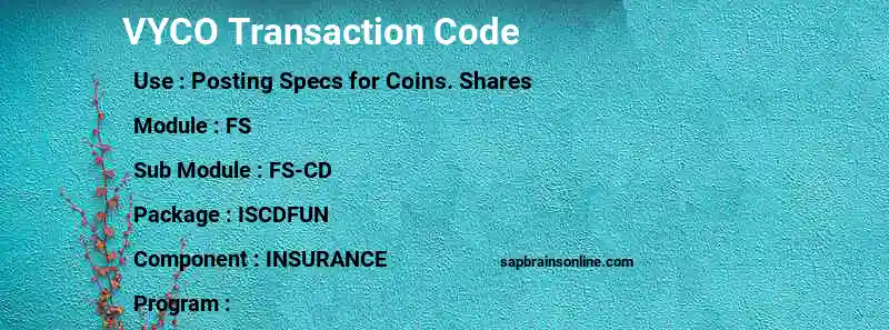 SAP VYCO transaction code