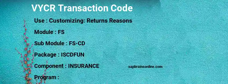 SAP VYCR transaction code