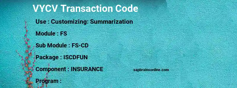 SAP VYCV transaction code
