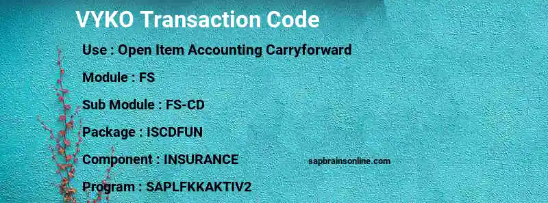 SAP VYKO transaction code