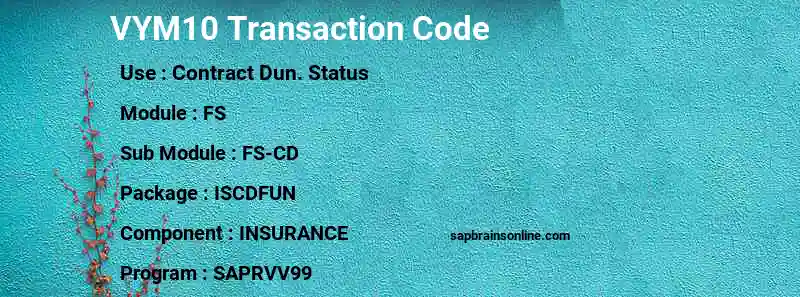 SAP VYM10 transaction code