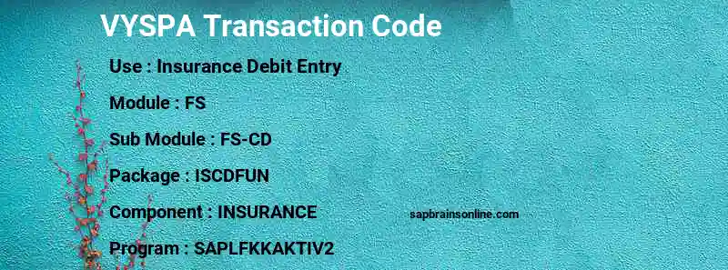 SAP VYSPA transaction code