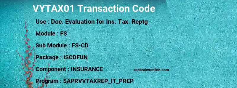 SAP VYTAX01 transaction code