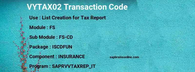 SAP VYTAX02 transaction code