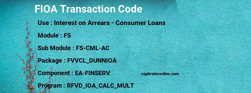 SAP FIOA transaction code