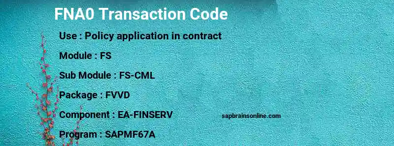 SAP FNA0 transaction code