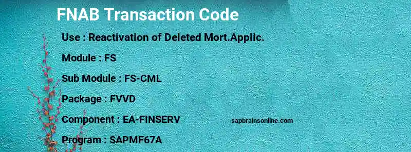 SAP FNAB transaction code