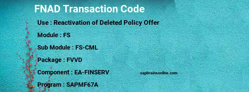 SAP FNAD transaction code