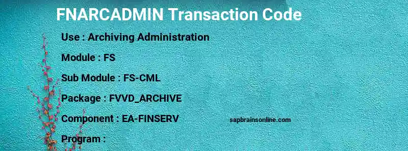 SAP FNARCADMIN transaction code