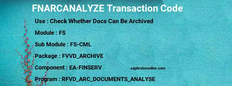 SAP FNARCANALYZE transaction code