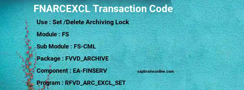 SAP FNARCEXCL transaction code