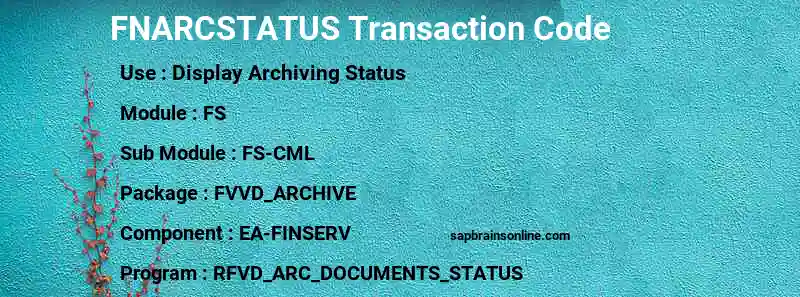 SAP FNARCSTATUS transaction code